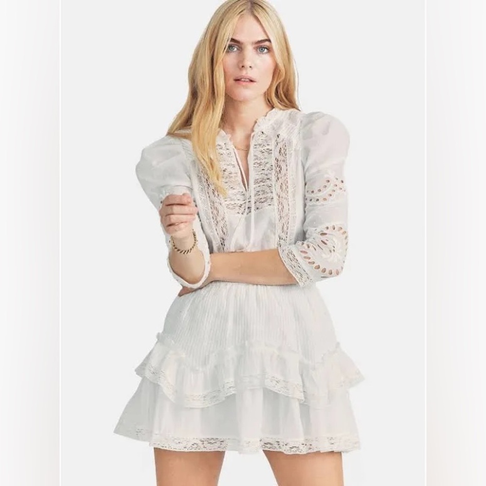 LoveShackFancy Lace Ruffle Isidore Dress Size XS in White